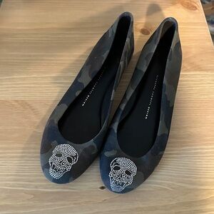 Giuseppe Zanotti Camouflage Skull Flats